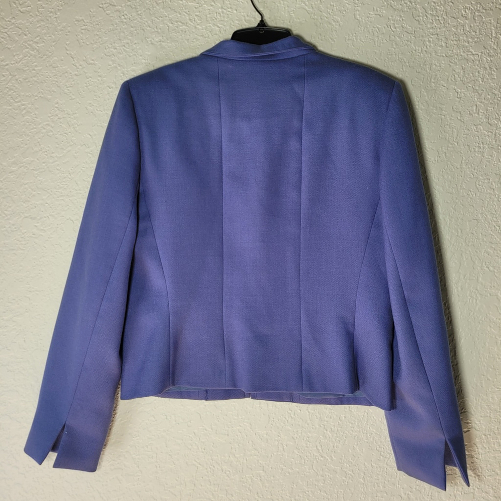 VTG Herve Benard Women's 100% Wool Purple/Blue Blazer Jacket Size 10 Full Zip - Picture 4 of 11